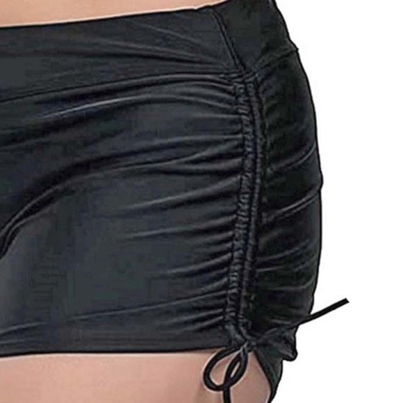 Side Cinch Swim Shorts Womens Plus Size 3X Black Swimwear Bottom - Picture 6 of 7
